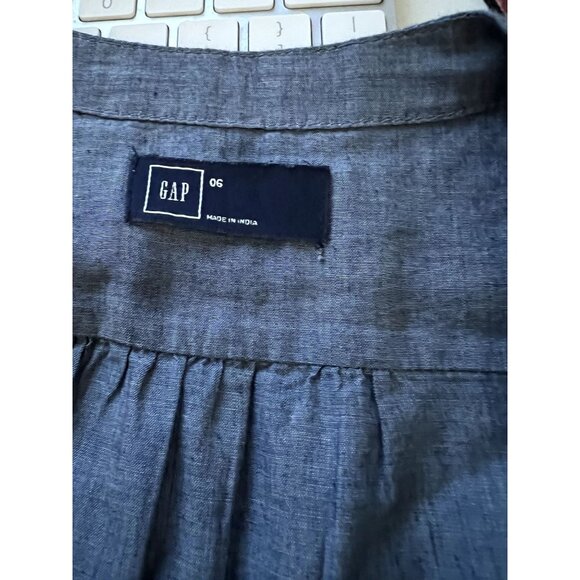 GAP V-Neck Chambray Shirt Dress Women's Size 6 Built in Drawstring Cinch Waist A - Picture 11 of 11